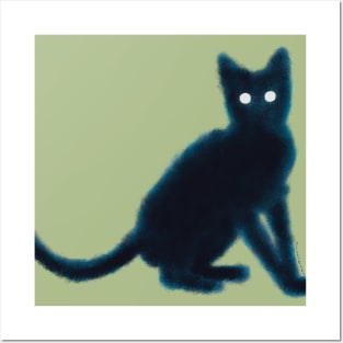 Black cat shadow Posters and Art